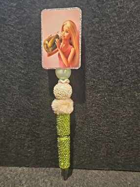 Sparkling Green Beaded Charm Pen - Women Accessories